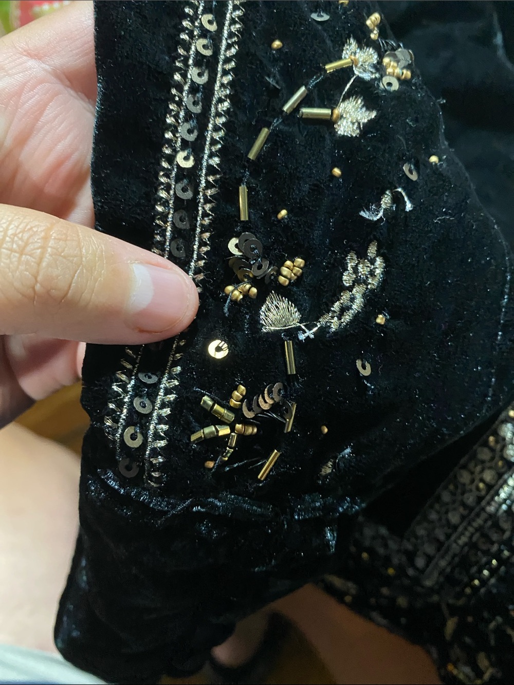 Free People Maxxie Embellished Velvet Jacket Black Small Beaded - Picture 10 of 10